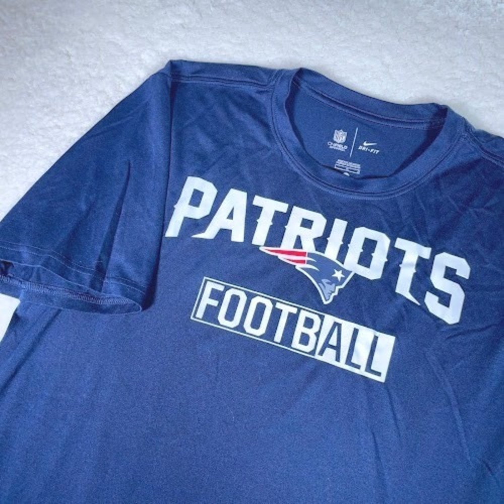 Nike NFL New England Patriots Football Dri-Fit T Shirt Mens Navy Blue tshirt
